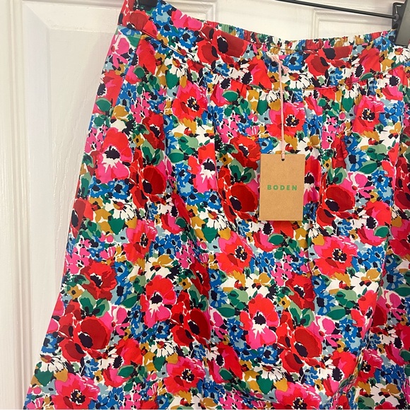 NWT Boden Hattie Poplin Midi Floral Preppy Skirt 100% Cotton Multi Color - Picture 5 of 10